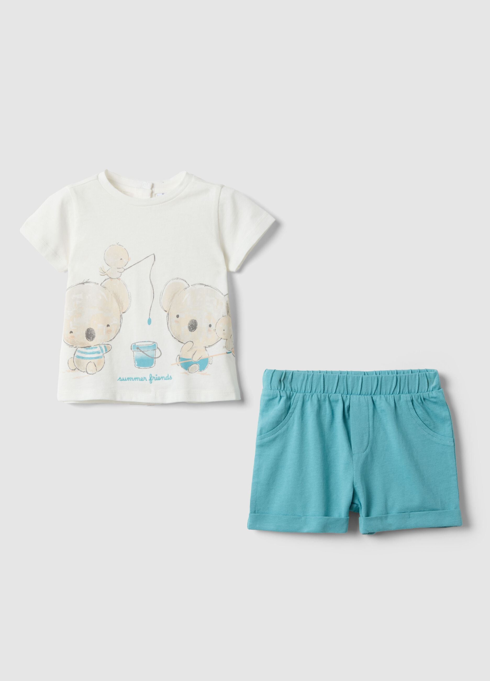 Multicoloured pure cotton baby set with patterns