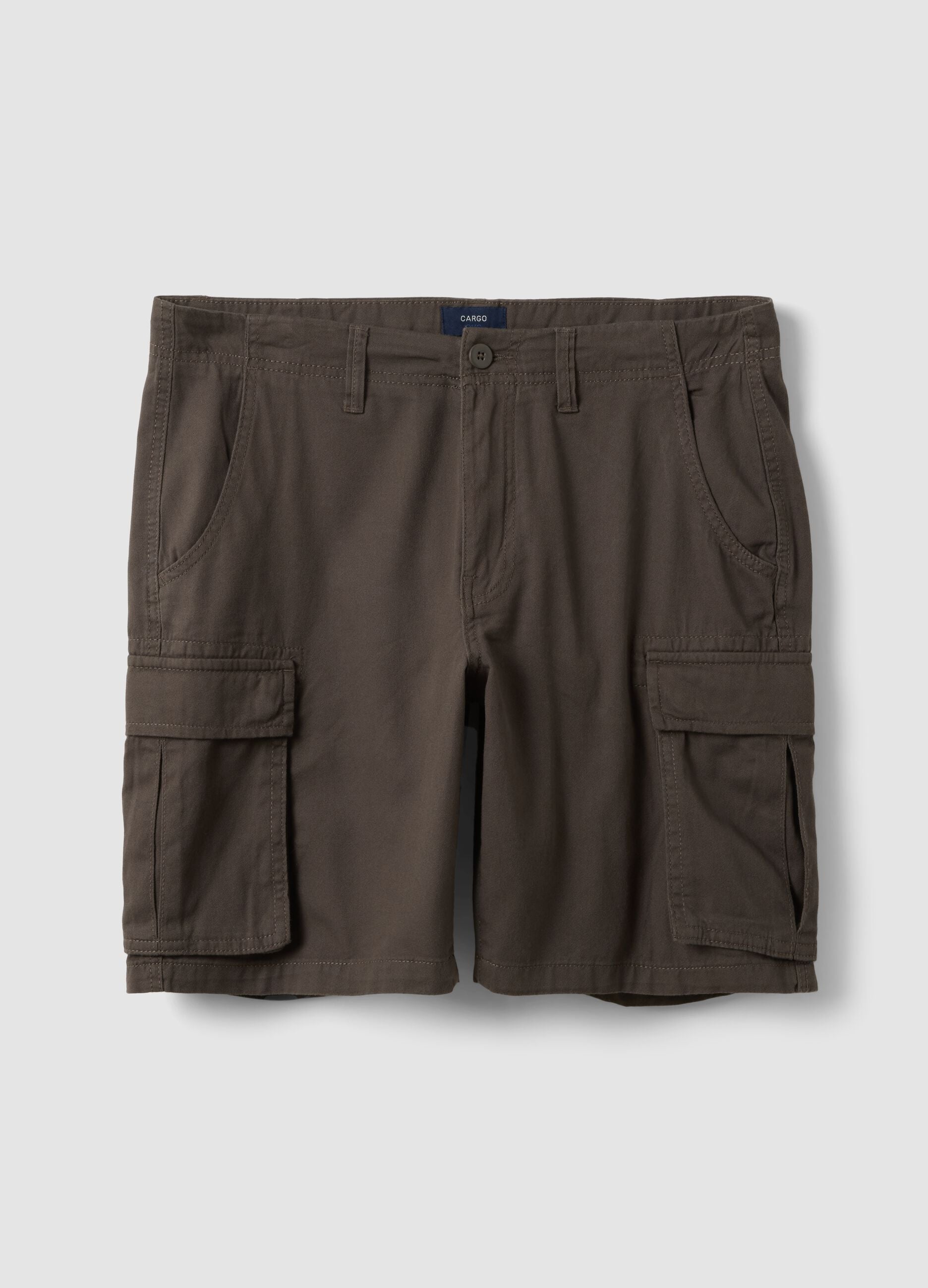 Brown pure cotton regular-fit cargo shorts