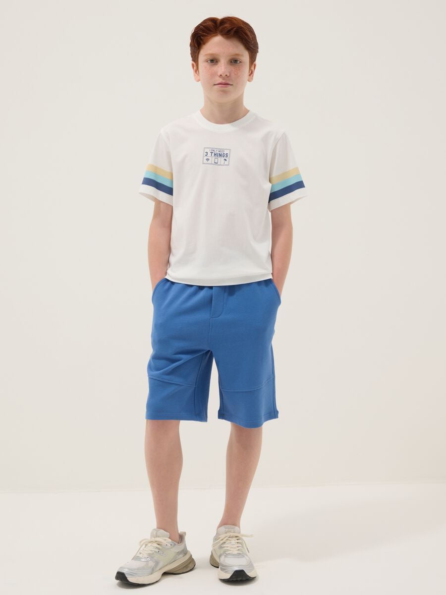 Boys' blue pure cotton shorts, comfort fit_0