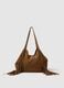 Brown Genuine Leather Shopper Bag with Fringes_0