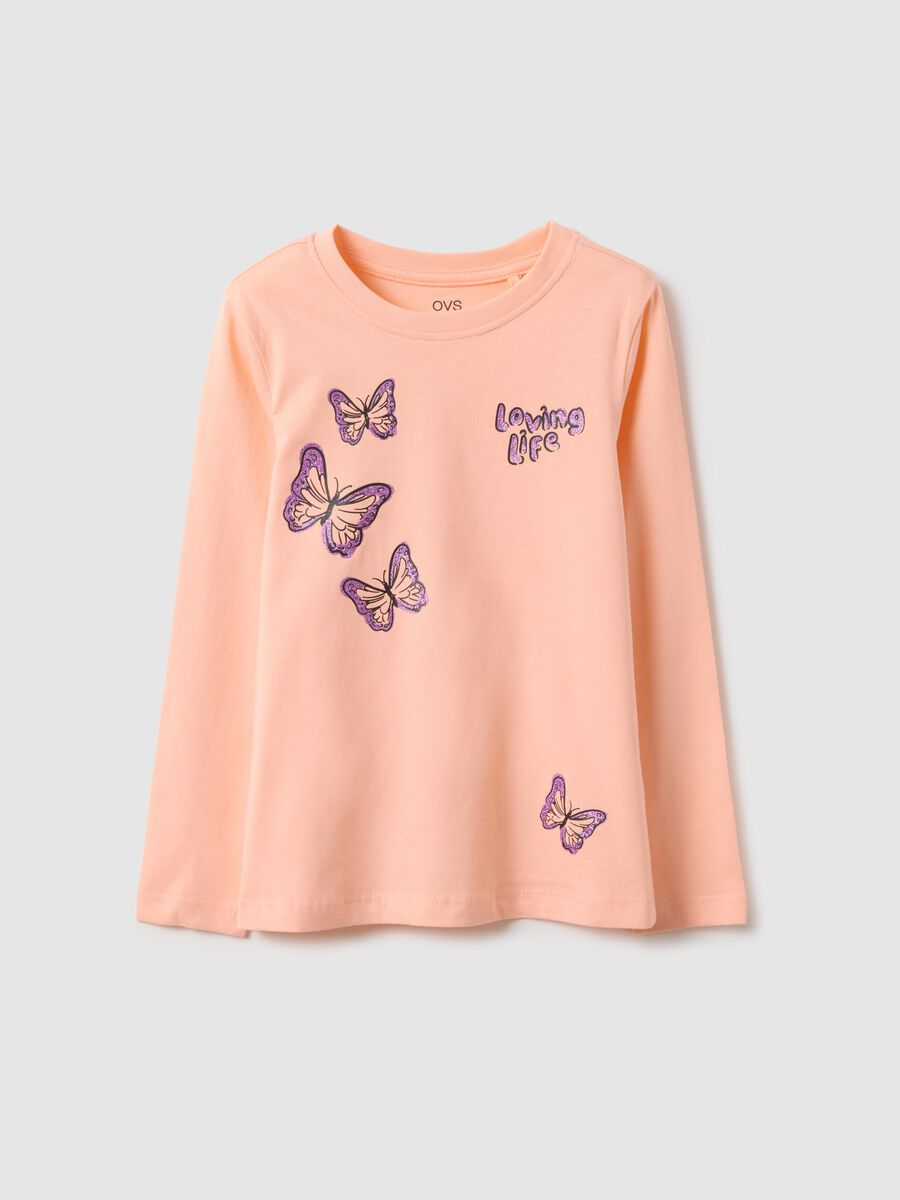 Girls' pink pure cotton T-shirt regular fit with prints_0