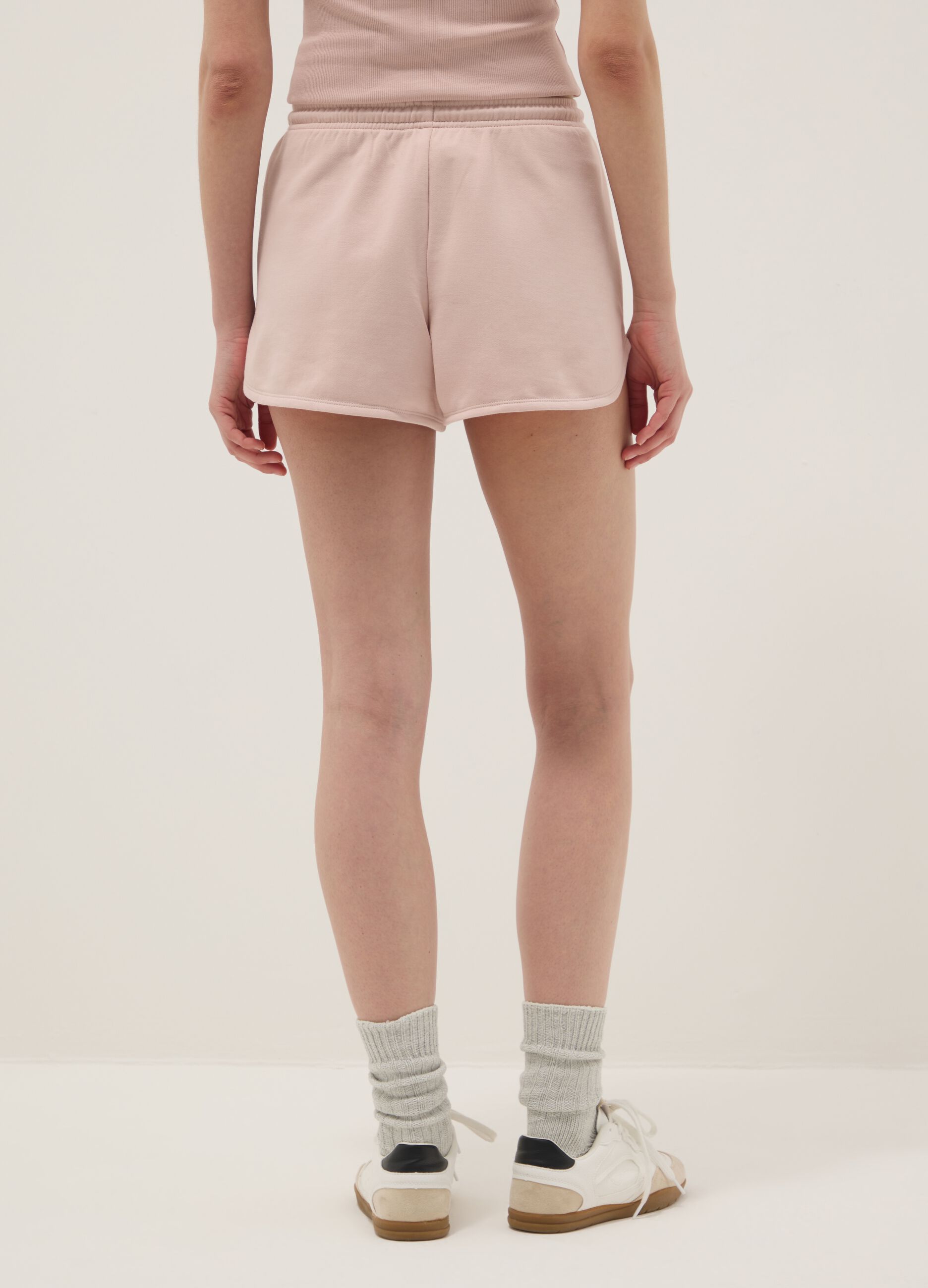 Regular-fit pink cotton-blend shorts with drawstring