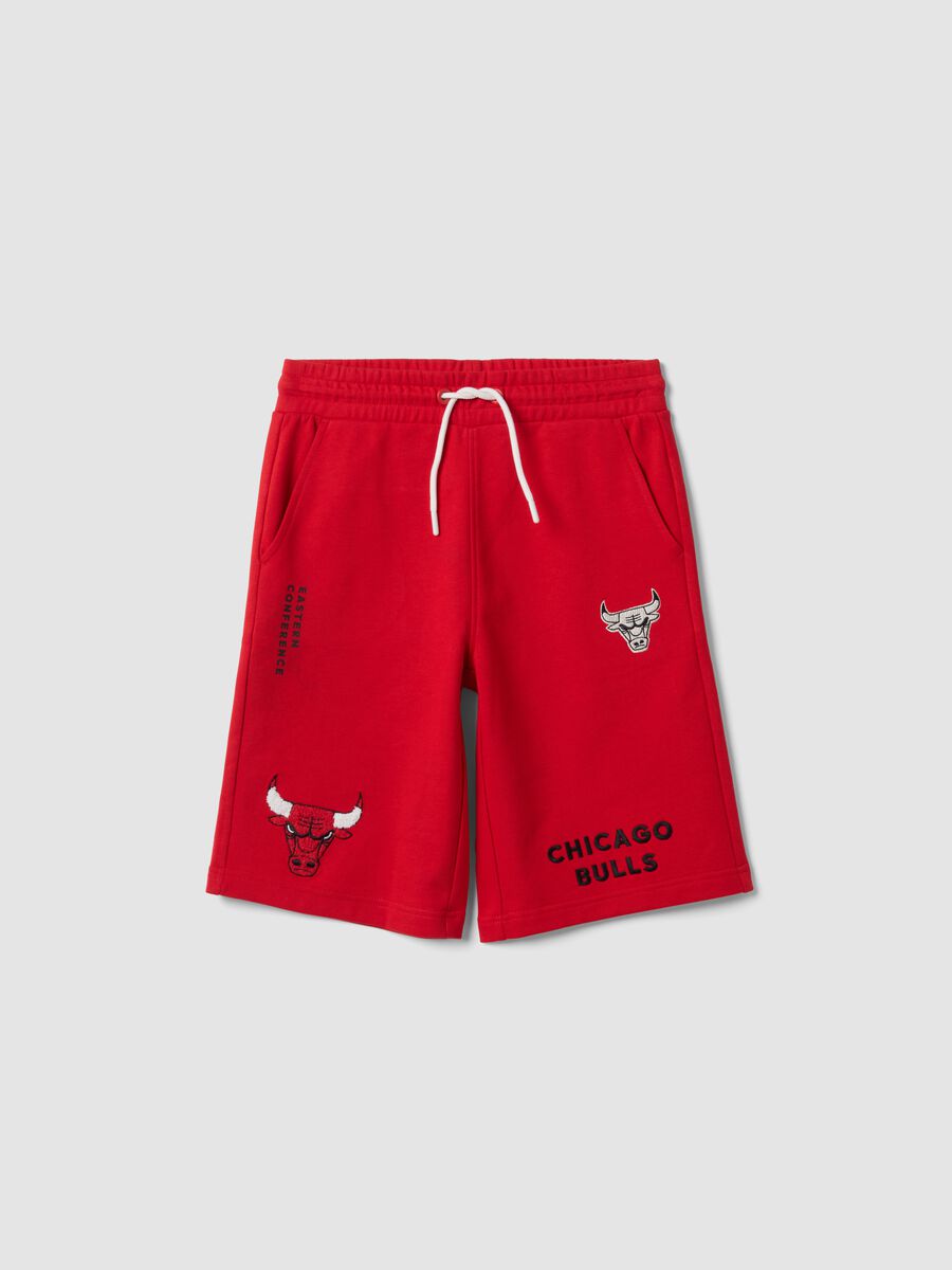 Regular-fit red cotton-blend shorts_3