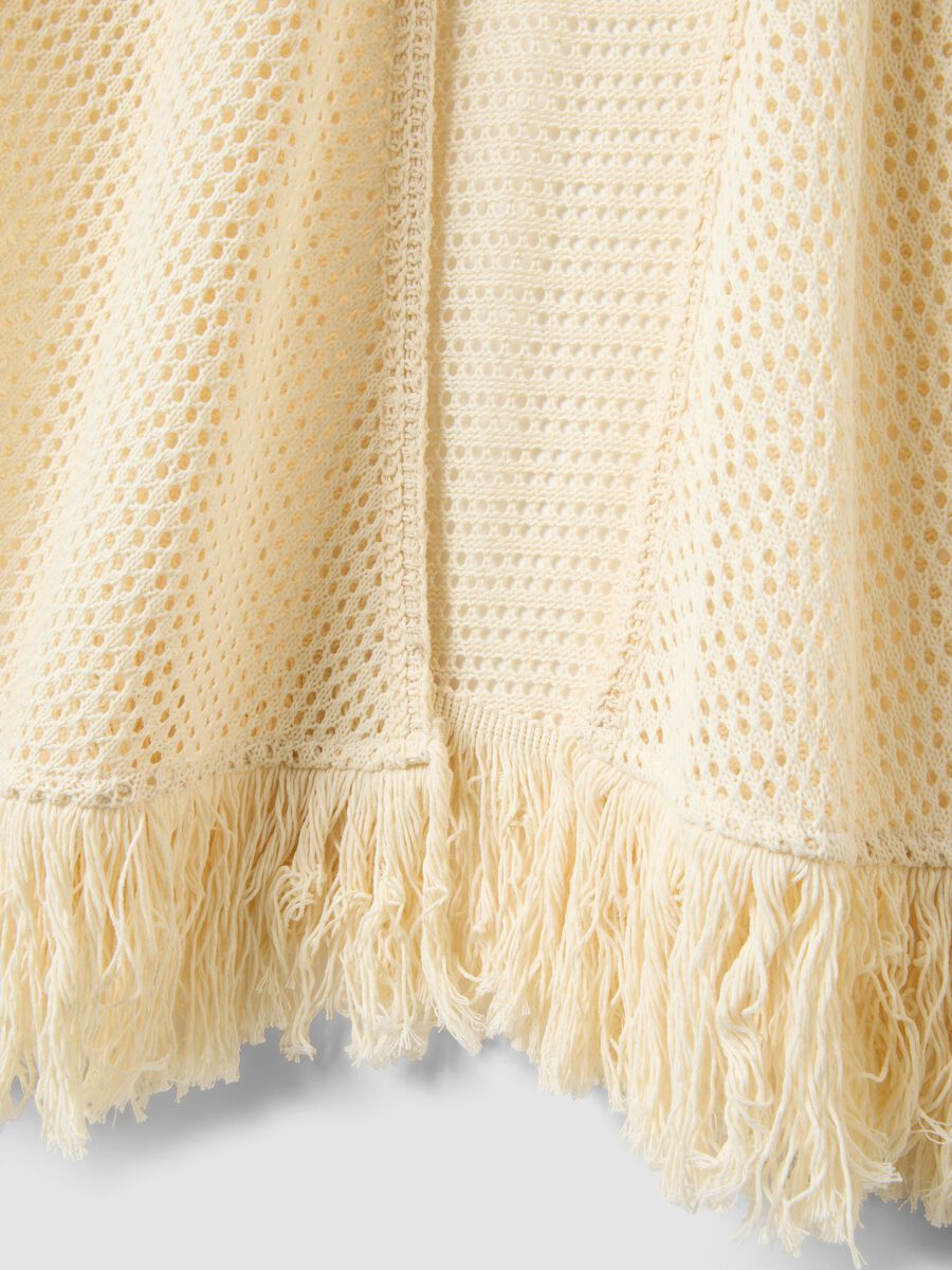 White crochet viscose-blend cardigan with fringes, regular fit_5