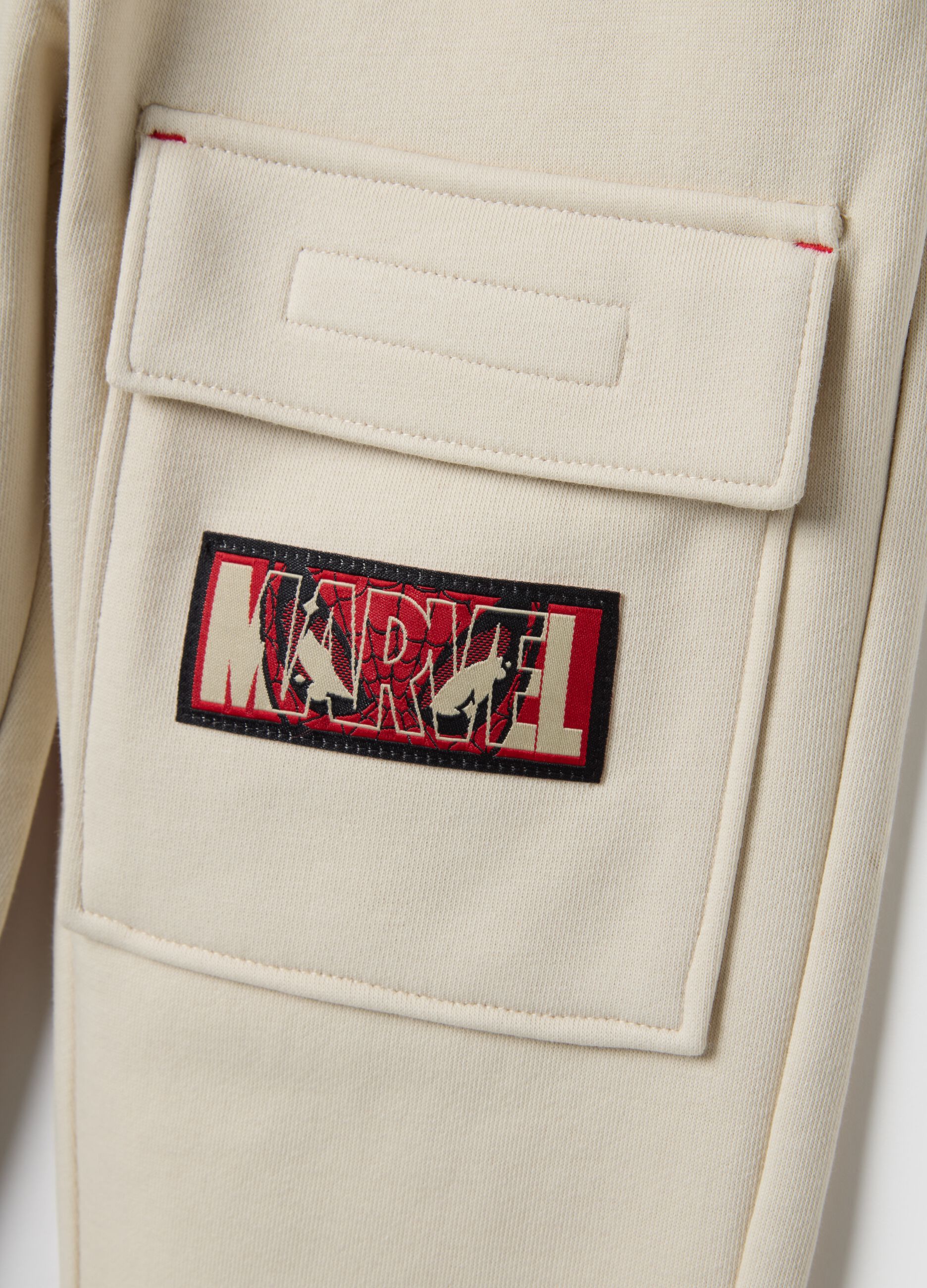 Children's beige cotton-blend joggers regular fit with SpiderMan logo
