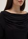 Black stretch viscose long sleeve top with boat neckline and regular fit_2