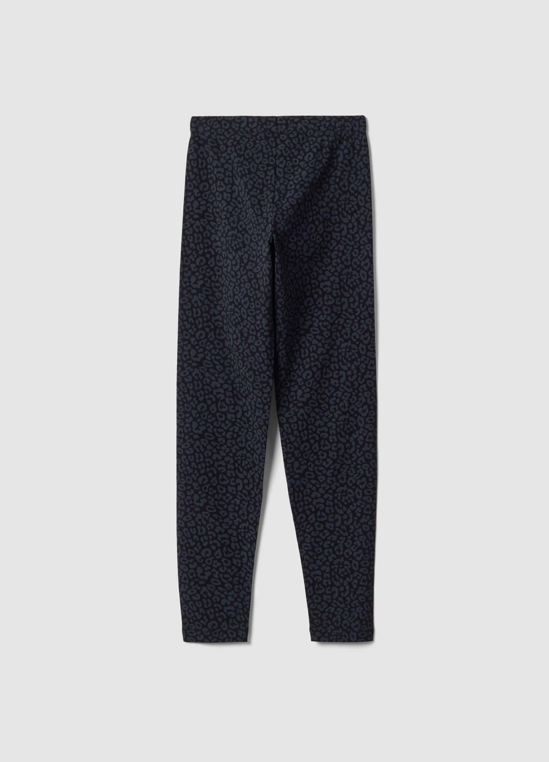 Girls&rsquo; black skinny-fit leggings in stretch organic cotton jersey