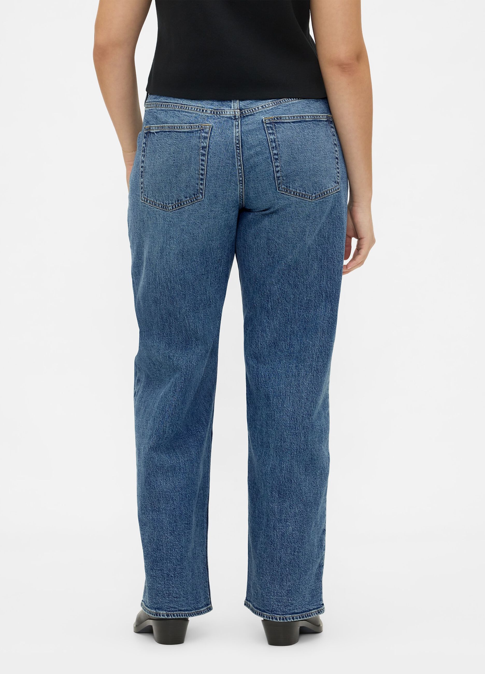 Wide-leg stretch denim jeans