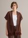 Brown crochet viscose-blend fringed cardigan, regular fit_1