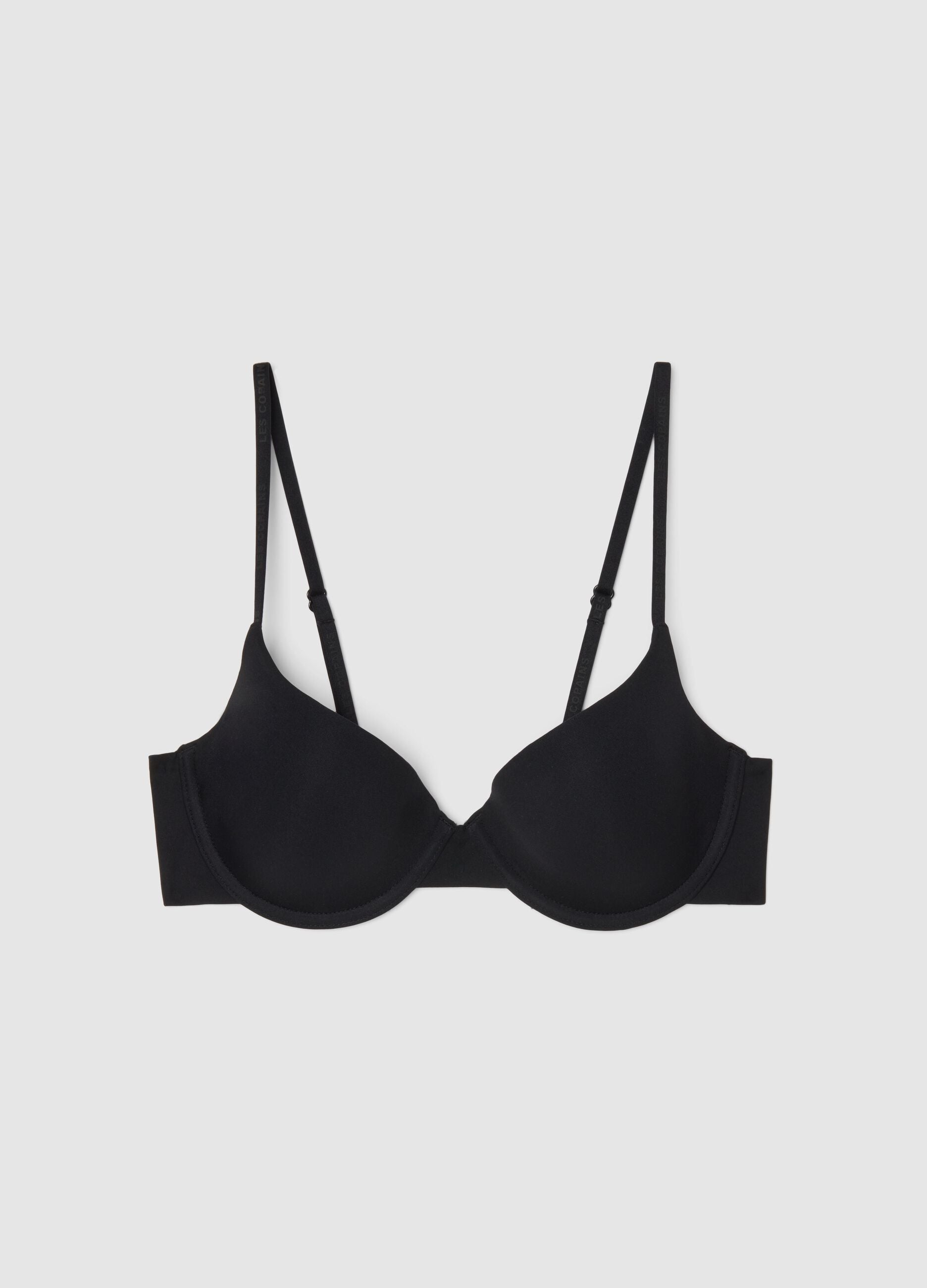 Black full-coverage bra with padded cups