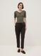 Brown stretch cotton regular fit trousers_0