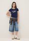 Regular fit blue stretch cotton T-shirt with print_1