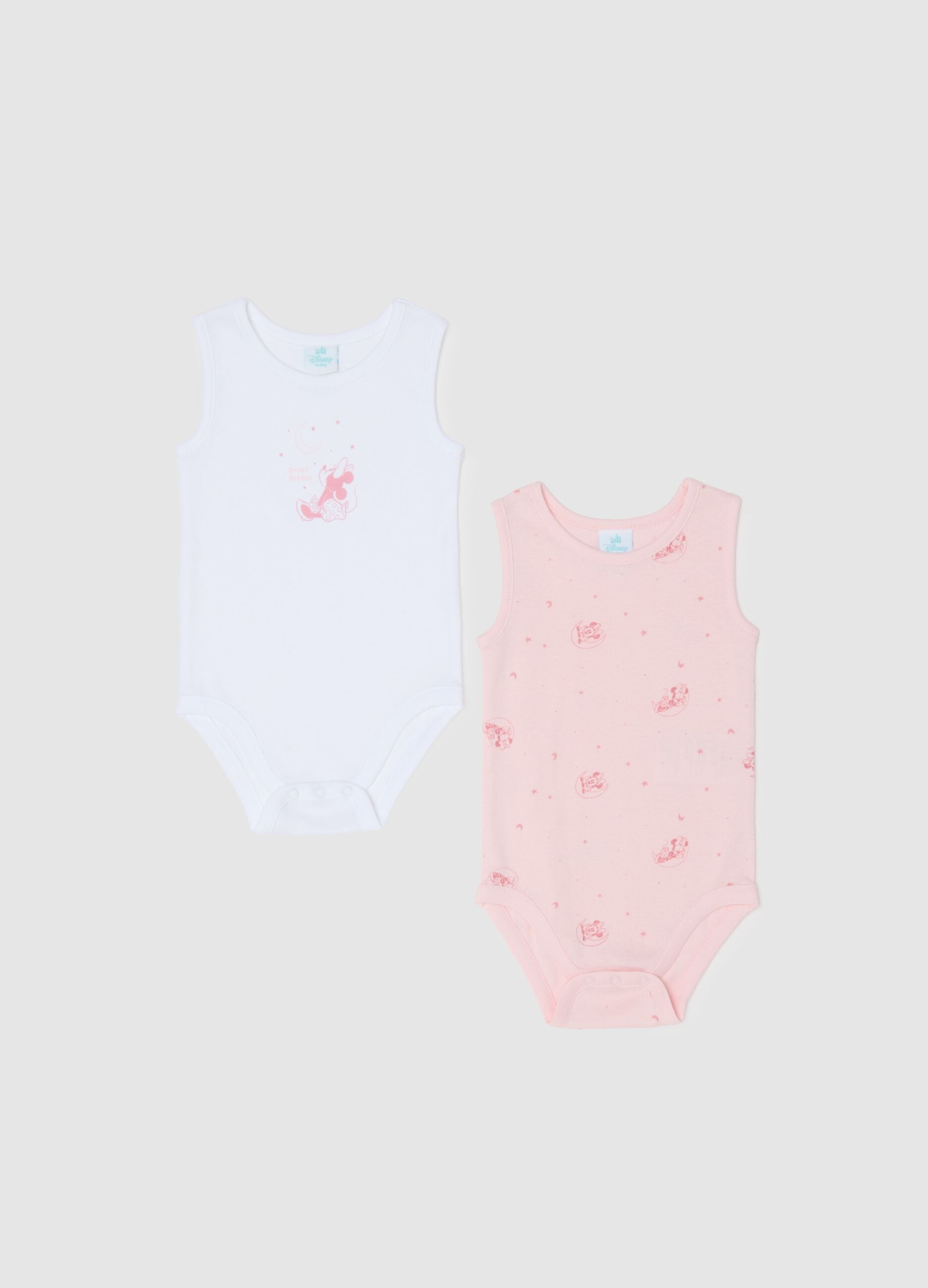 Multicoloured pure cotton Disney print baby bodysuit twin pack