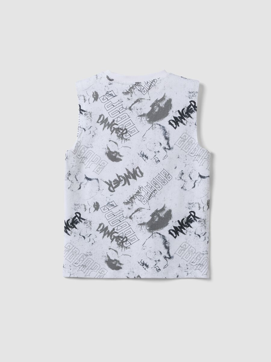 White pure cotton vest top with all-over print_4