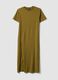 Green midi dress in stretch cotton with side slit_4