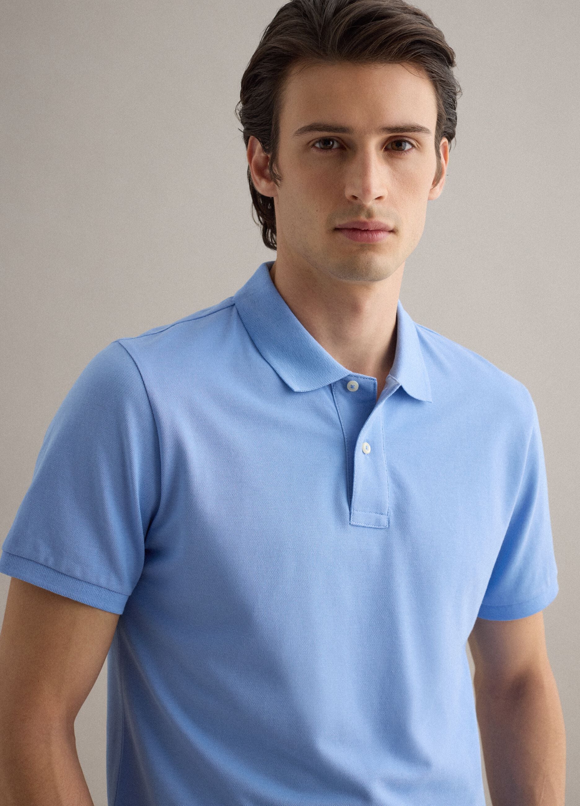 Sky Blue Supima Cotton Polo Shirt, Regular Fit