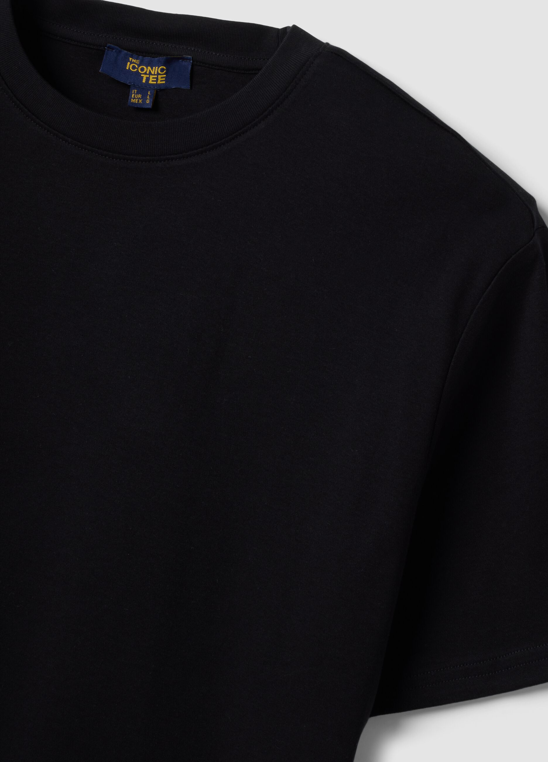 Black pure cotton relaxed-fit short-sleeve T-shirt
