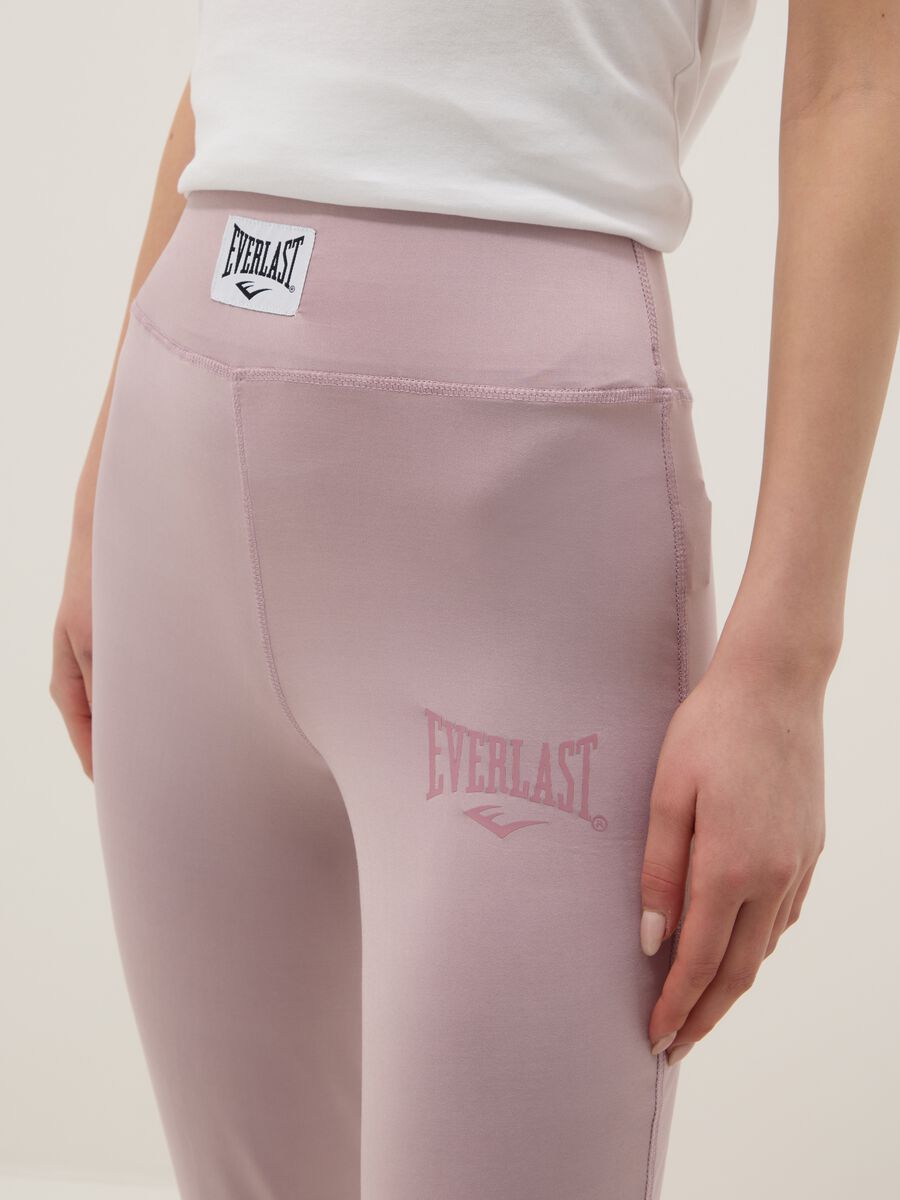 Pink regular fit leggings with Everlast logo_3