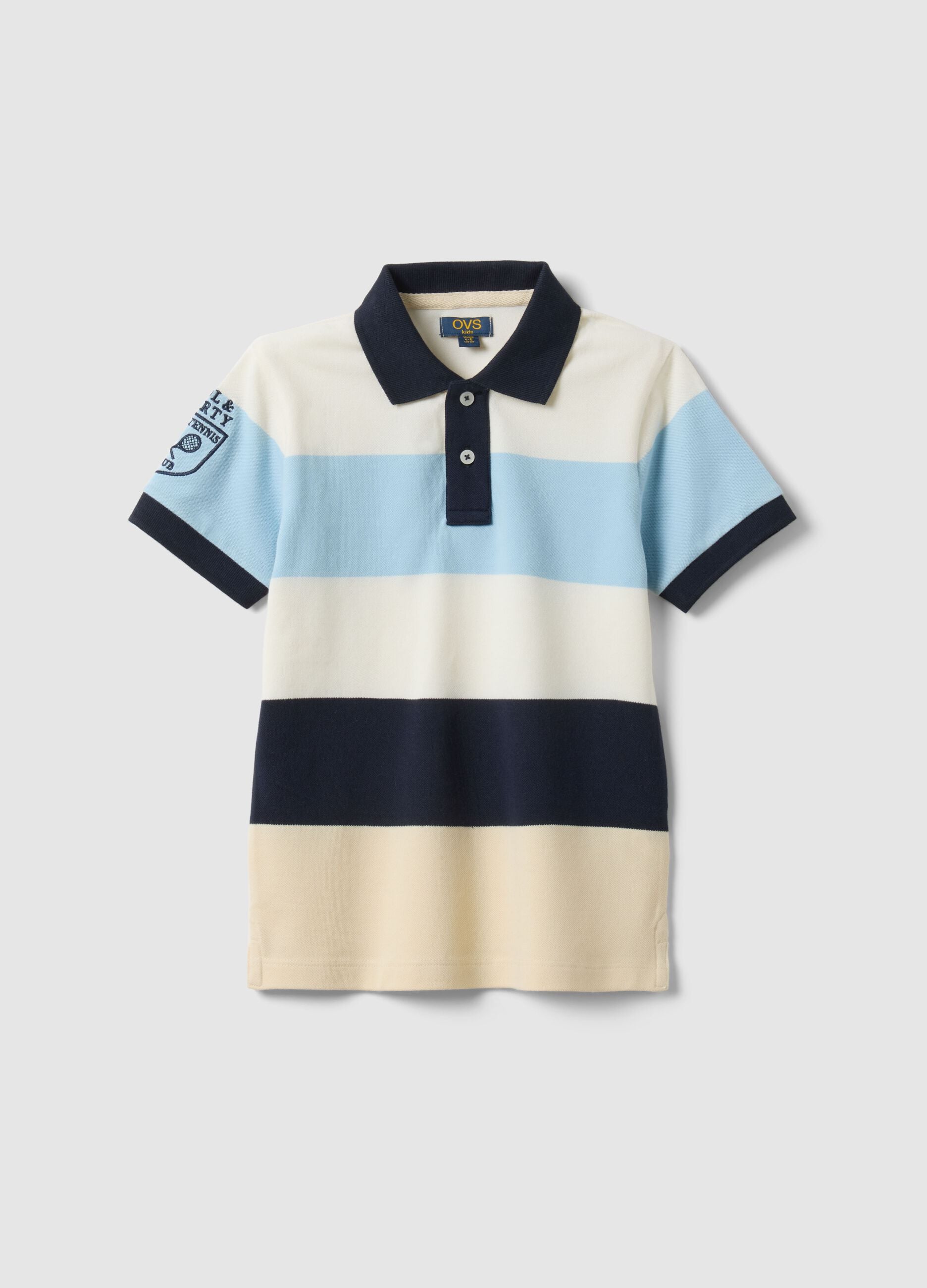 Multicoloured stripe stretch cotton polo for boys regular fit