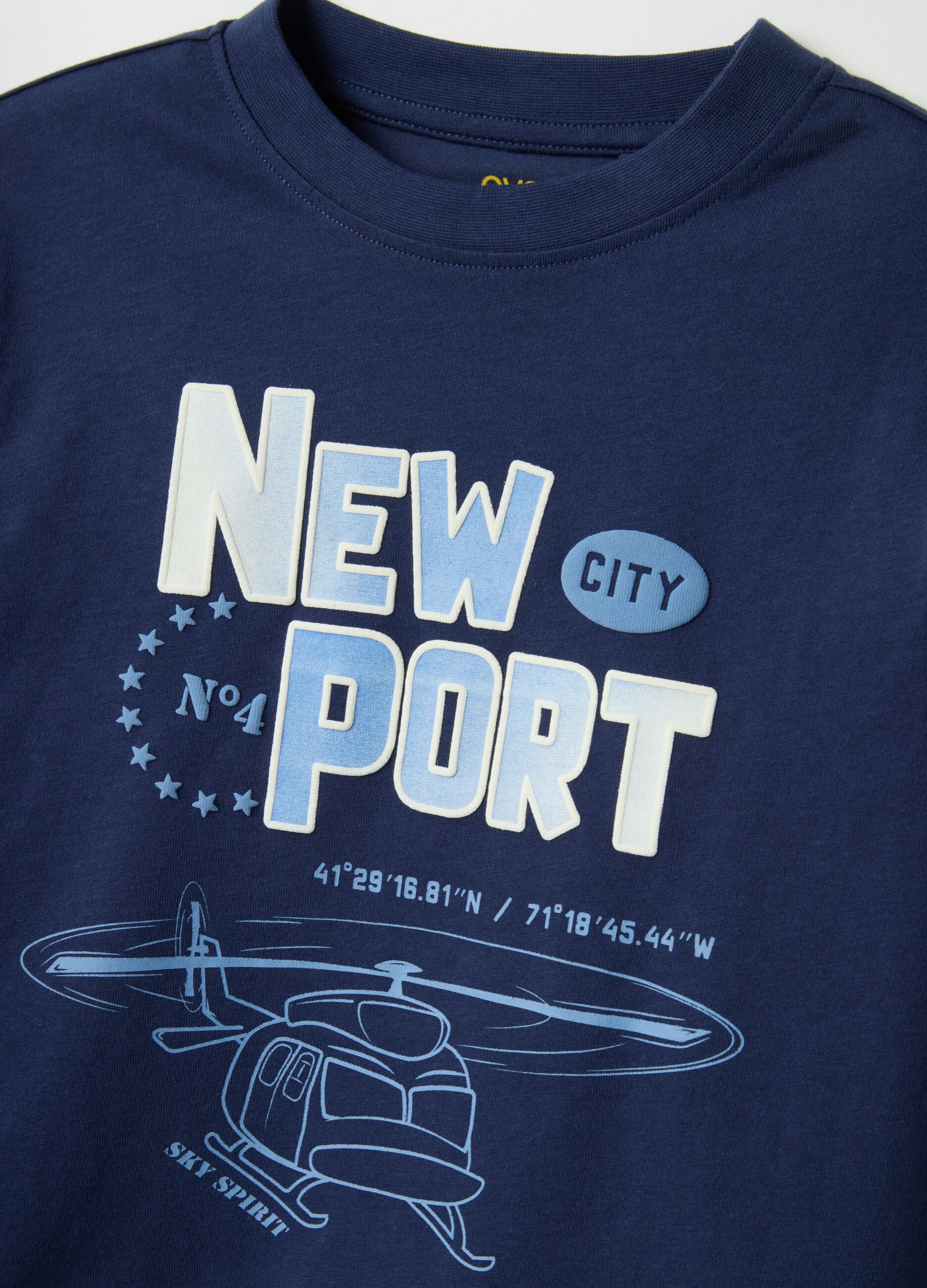 Child's blue pure cotton over fit t-shirt with print