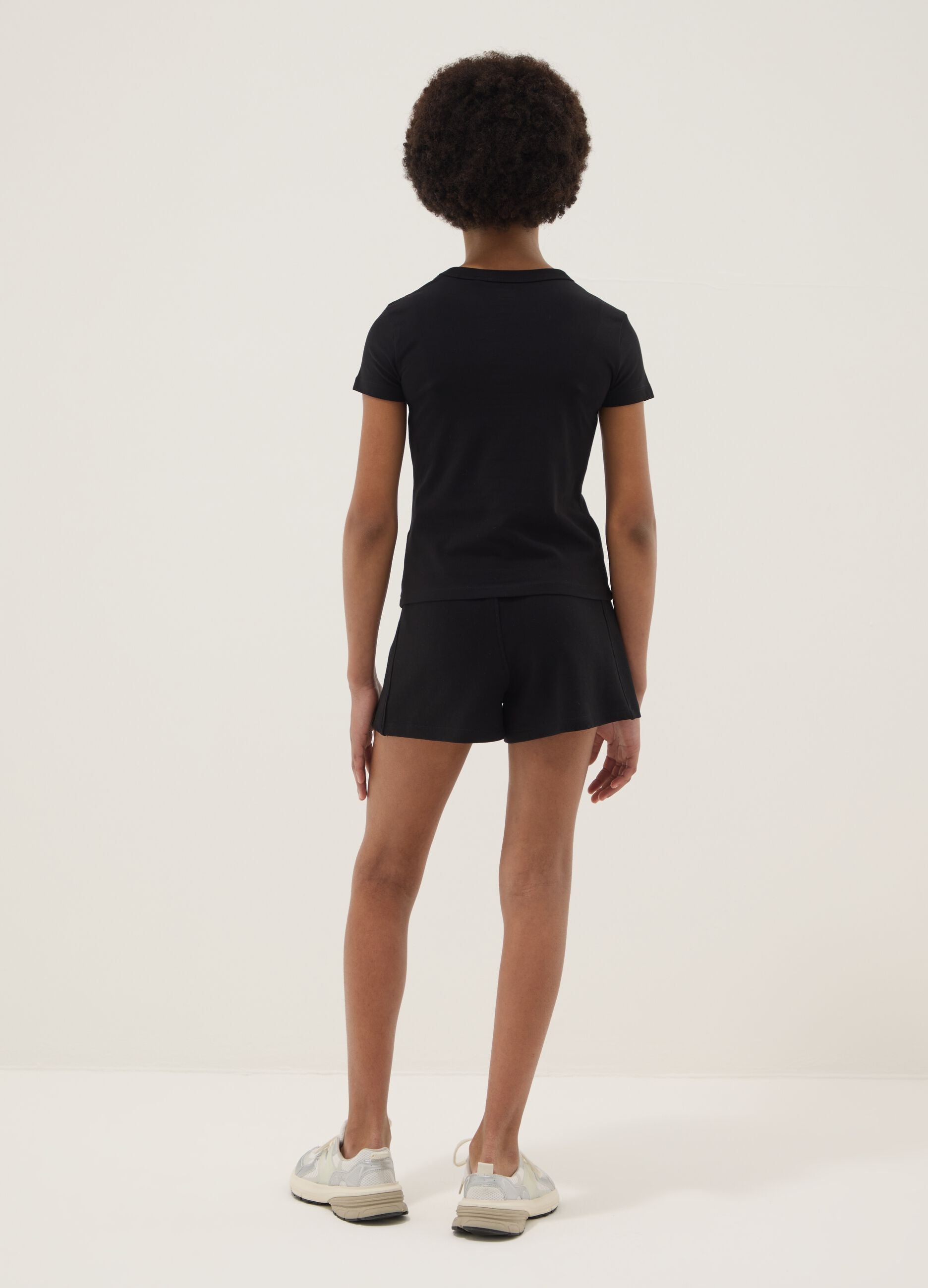 Girls&rsquo; black pure organic cotton shorts with elasticated waistband