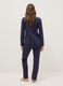 Blue pure cotton regular fit pyjamas with chest pocket and V-neck_2