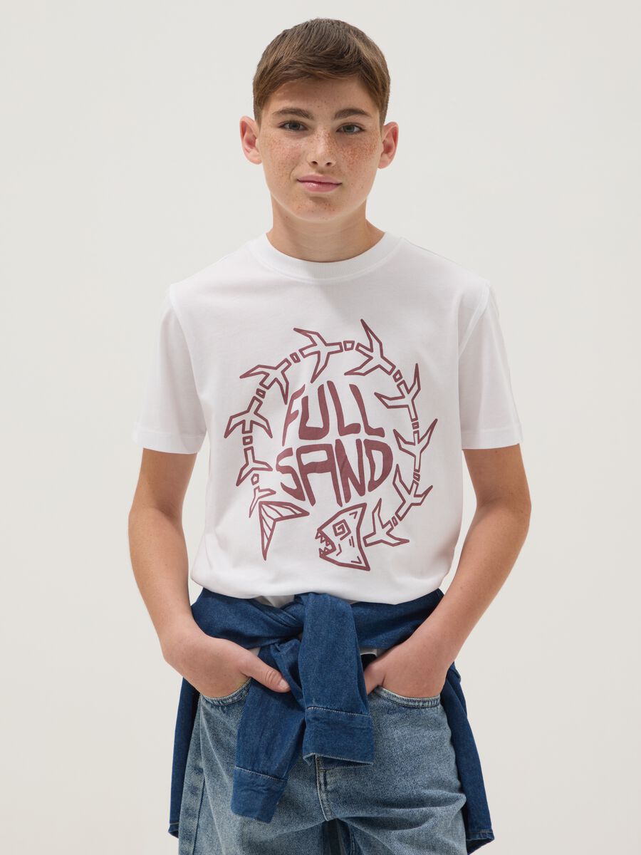 T-shirt bianca a maniche corte in cotone organico_0