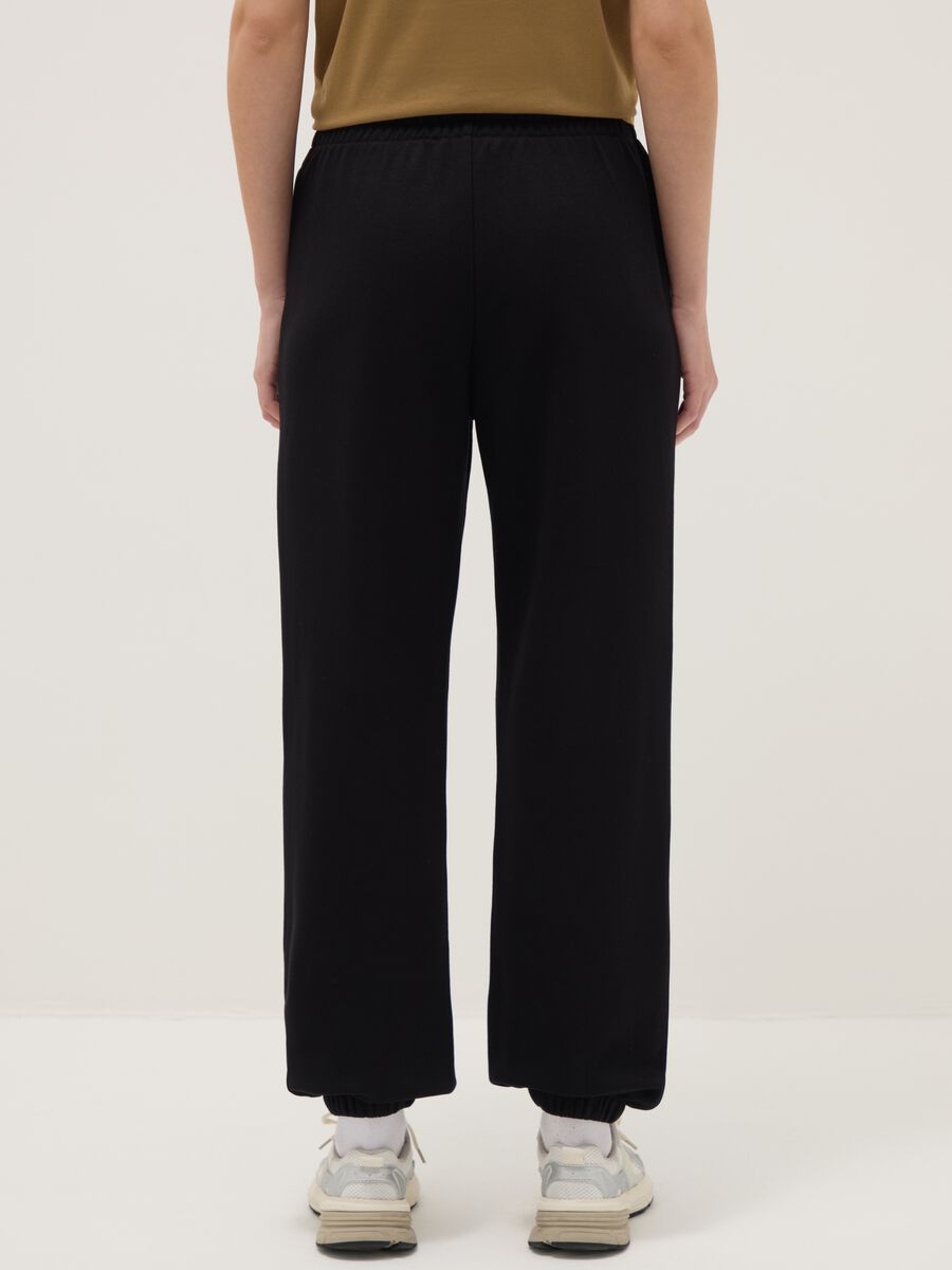 Black cotton blend jogger trousers regular fit_3