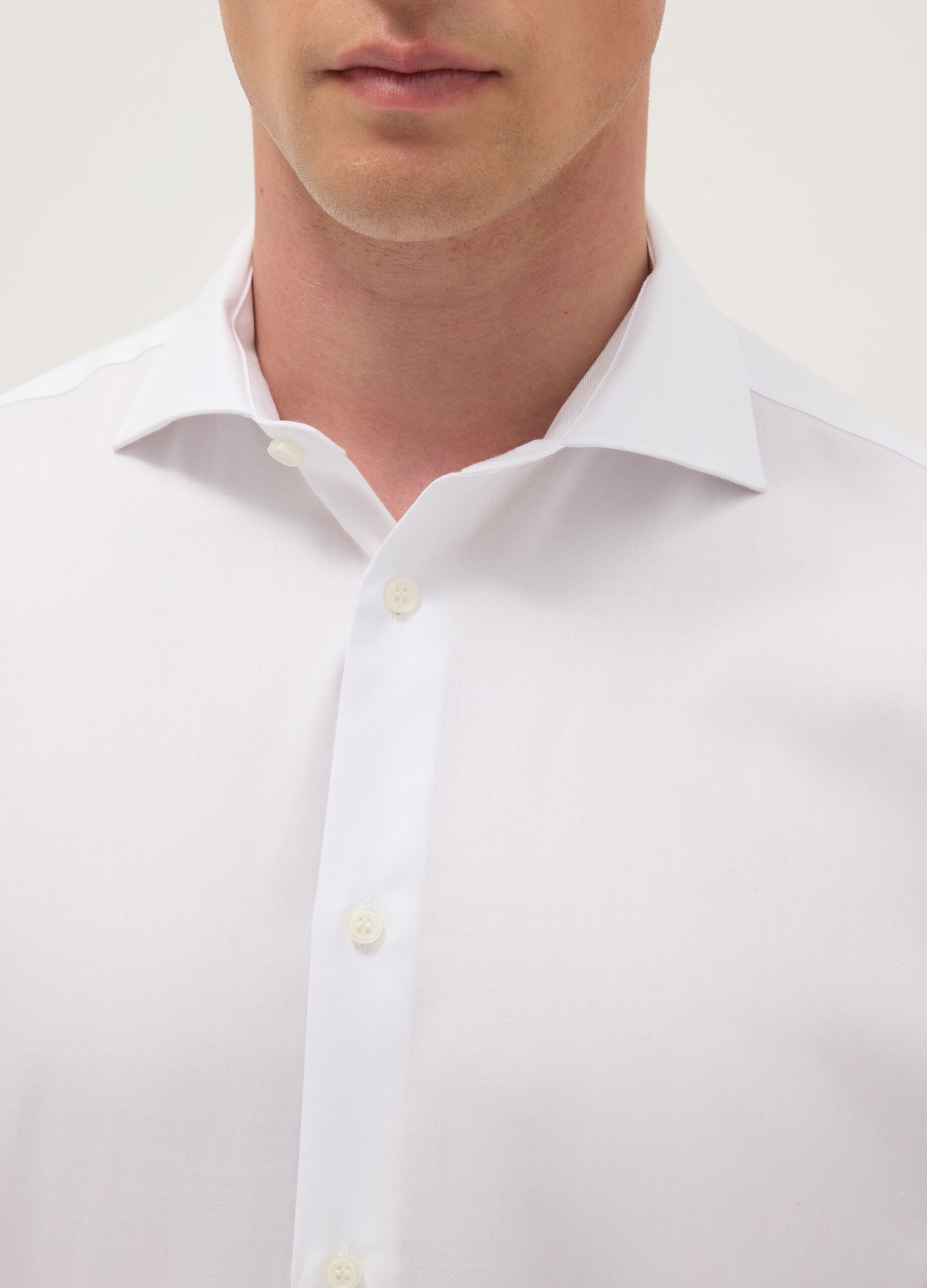 White long sleeve shirt in pure cotton, regular fit