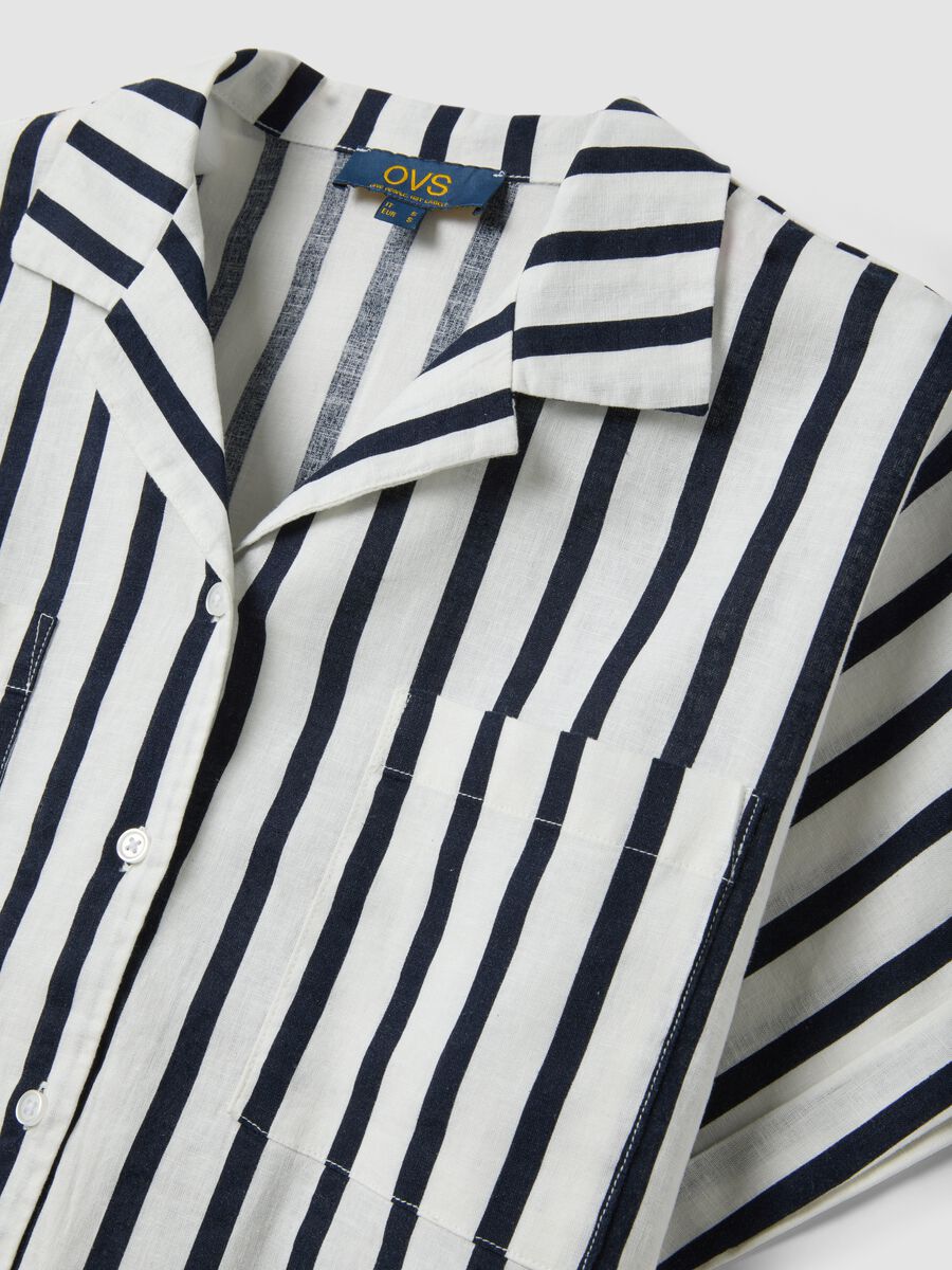Multicolour striped regular-fit linen and viscose blend shirt_5