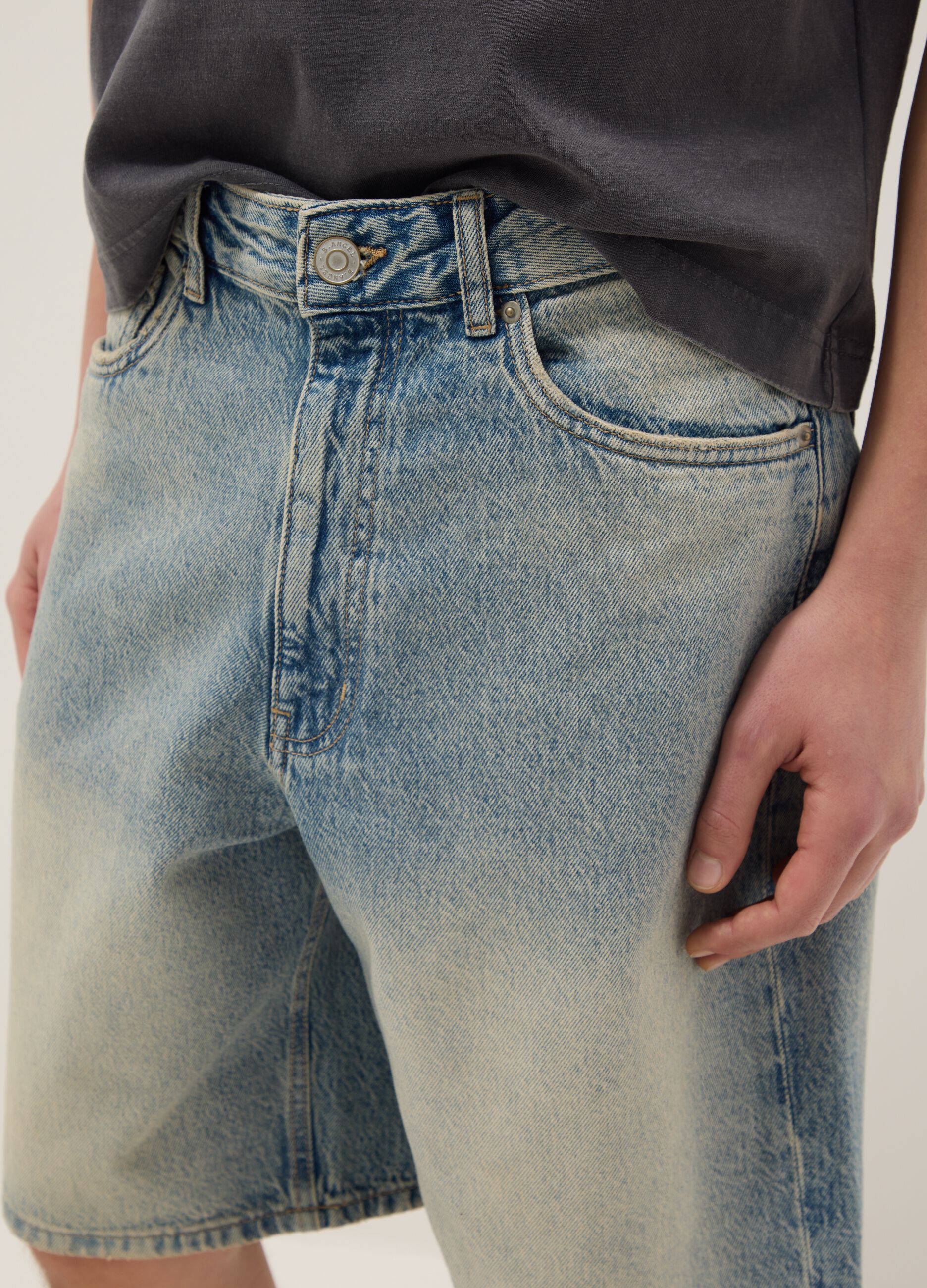 Pure Cotton Blue Denim Skater Fit Shorts