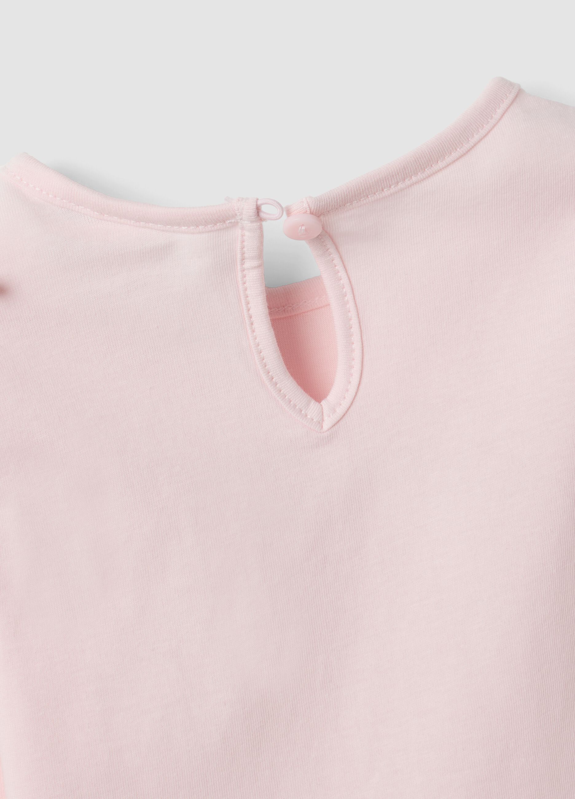 Maglietta rosa in puro cotone organico con stampa orsetti per bimba