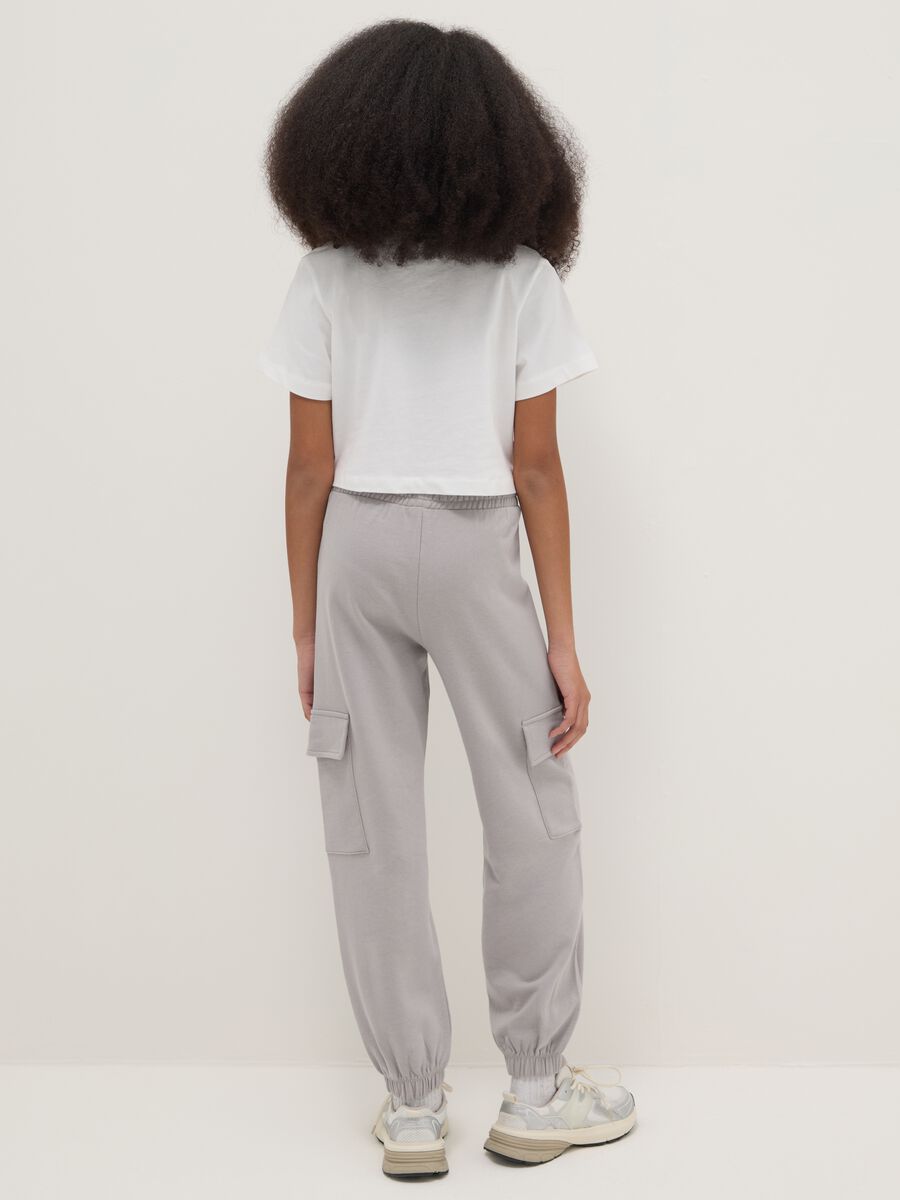 Girls' regular fit grey pure cotton jogger trousers_1