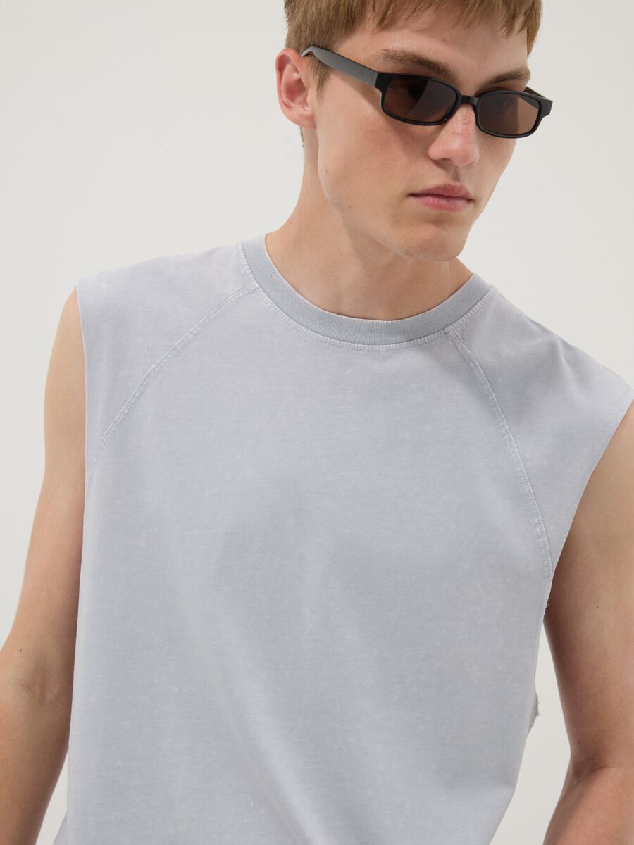 Light blue pure cotton regular-fit tank top_2