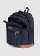 Blue backpack with brown base and external pockets_2