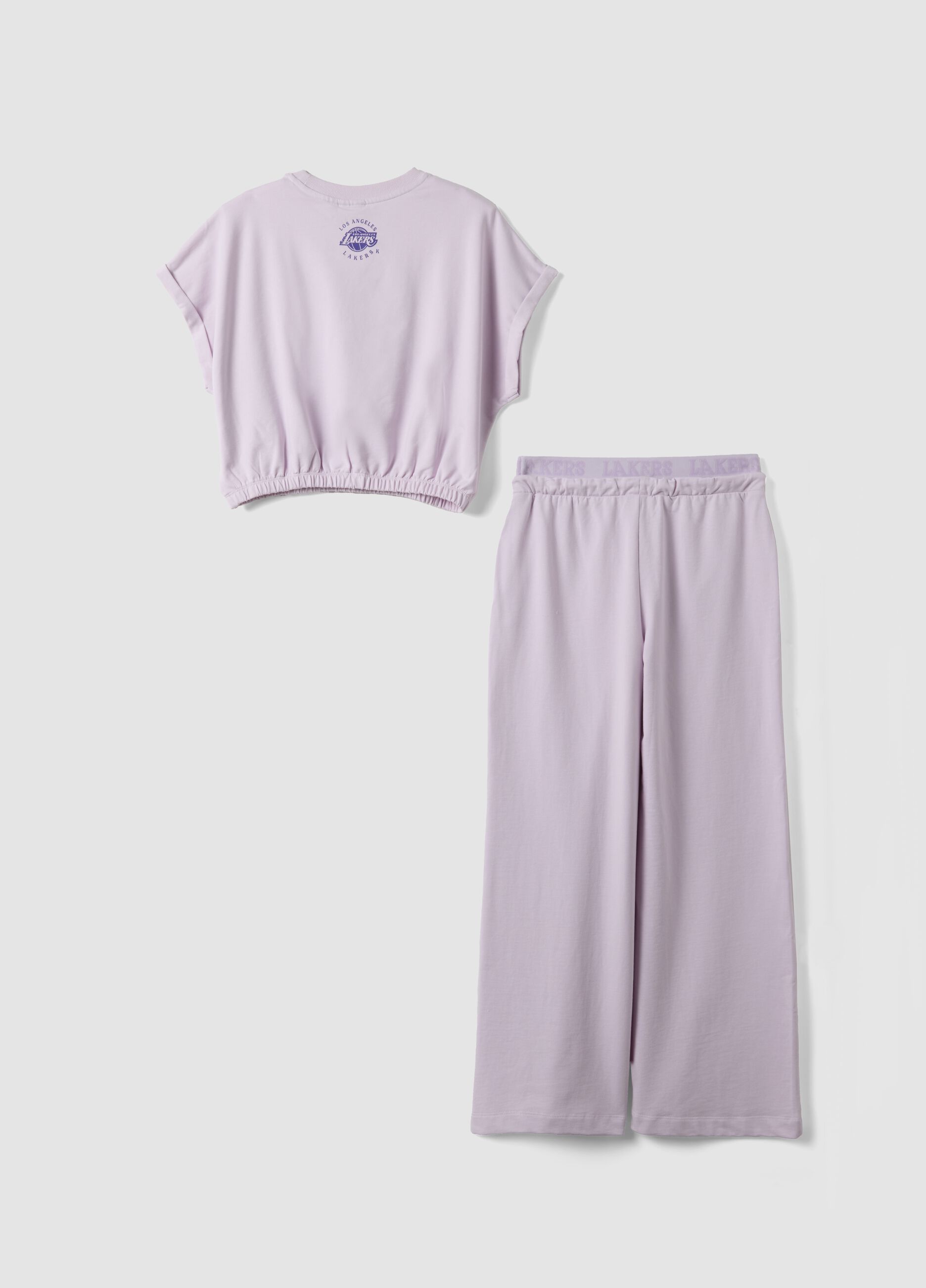 Girls&rsquo; purple stretch cotton Lakers print jogging set &ndash; regular fit