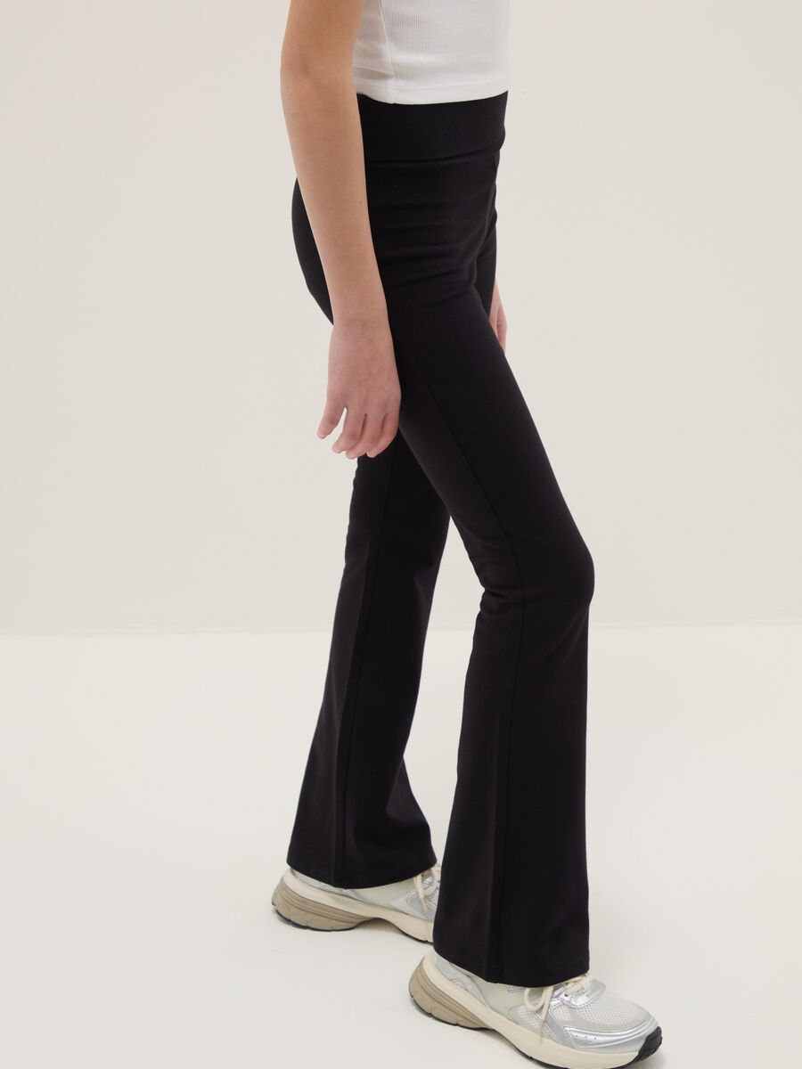 Girls' Black Stretch Cotton Flare Fit Leggings_2