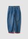 Girls&rsquo; blue baggy pure cotton jeans with embroidered turn-up hem_3
