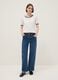 Stretch blue regular fit cotton blend denim trousers_0