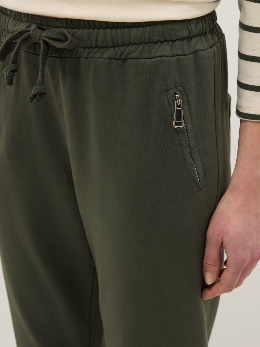 Green stretch cotton trousers with regular fit_3