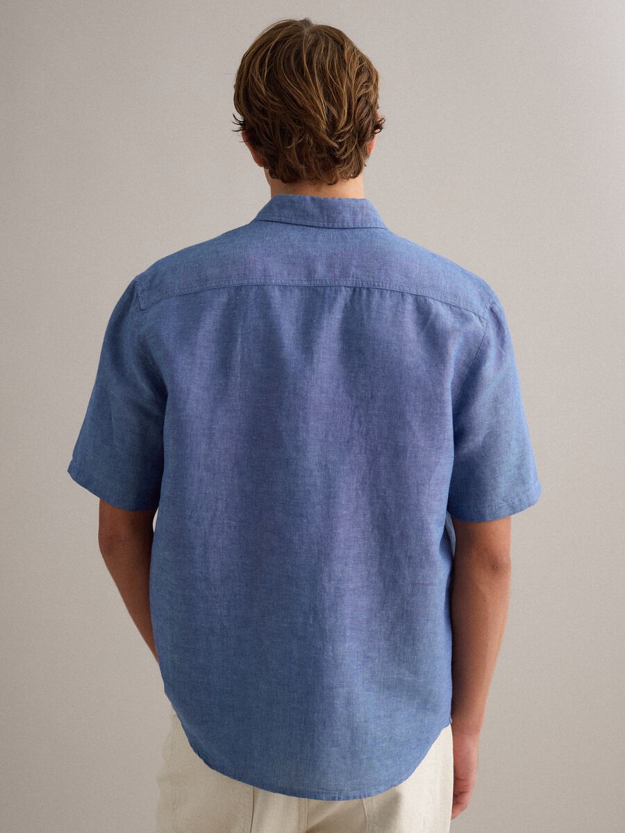 Camicia blu uomo in misto lino e cotone_3
