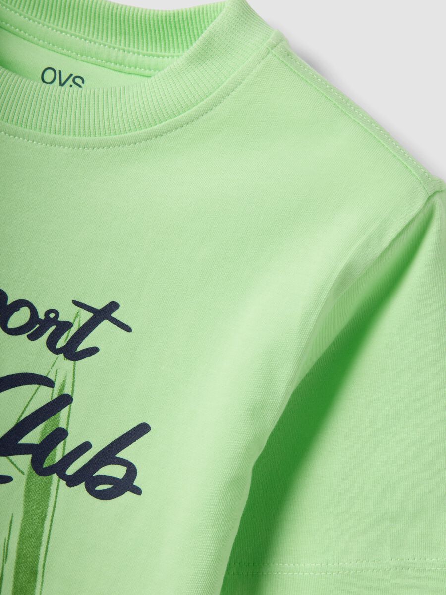 Green pure cotton boys&rsquo; T-shirt with sailing prints_3
