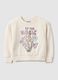 White pure cotton hoodie for girls regular fit with decorations_0