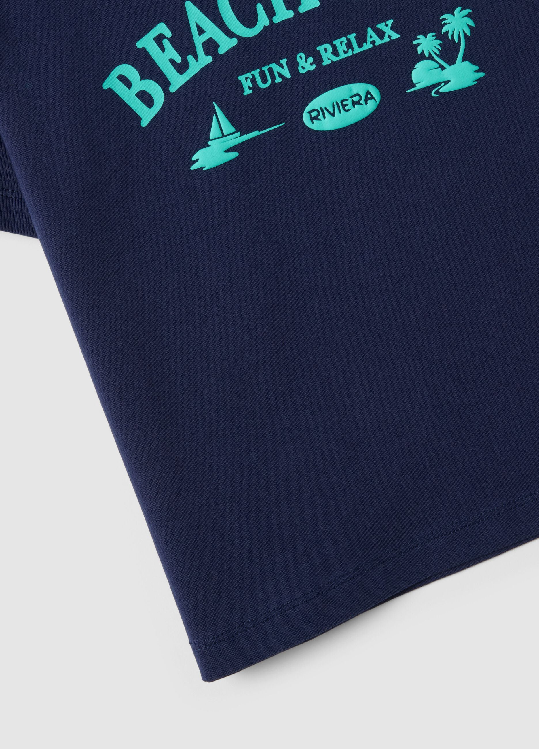 Blue pure cotton T-shirt for boys with print