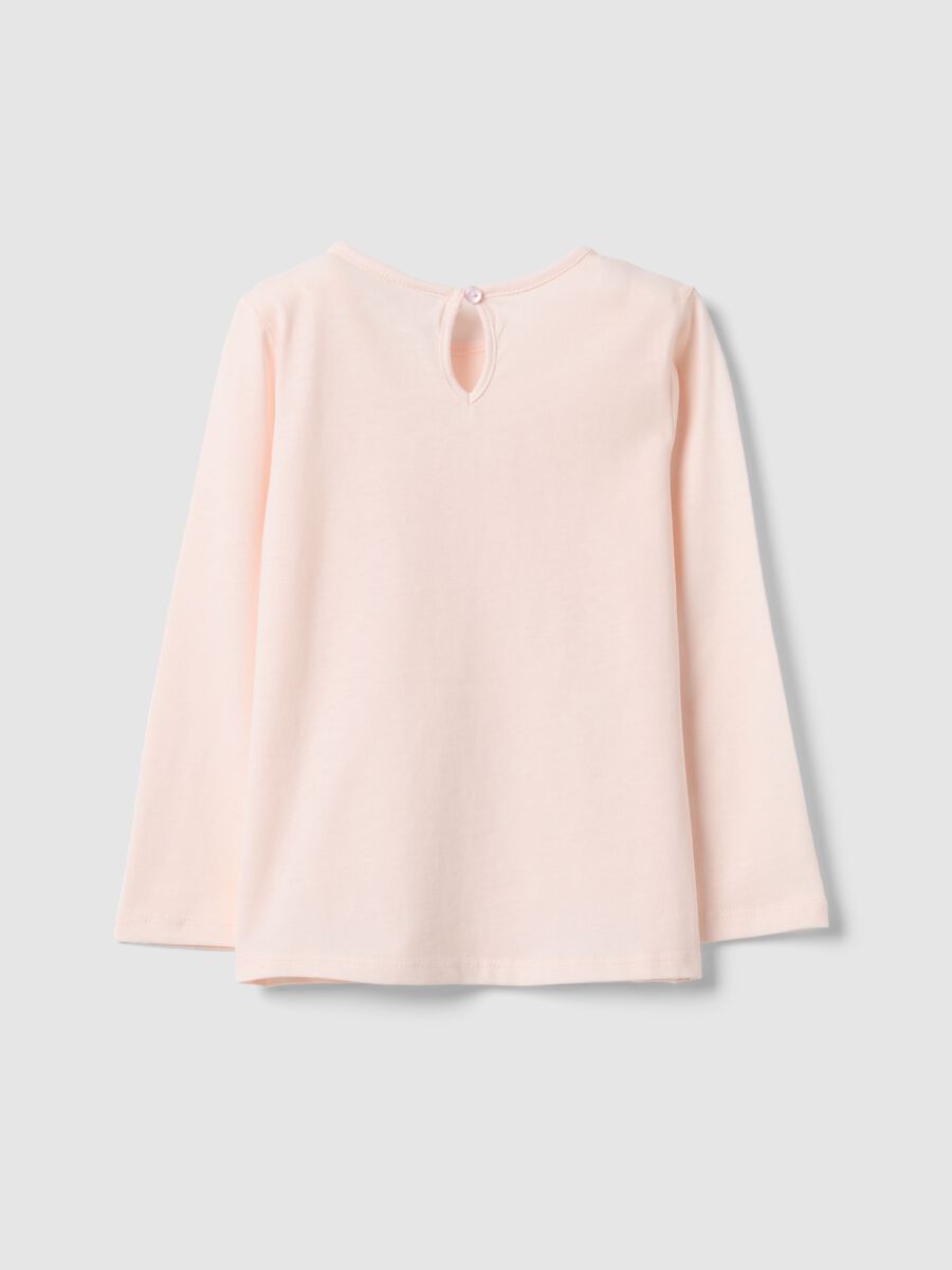 Long-sleeve pink cotton T-shirt for girls with prints_1