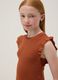 Brown stretch cotton T-shirt with ruffles_2