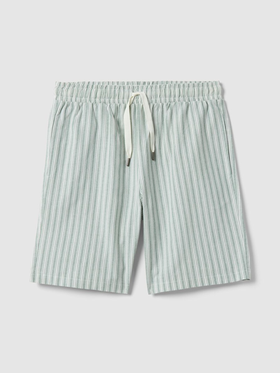 Multicoloured striped pure cotton regular fit pyjama shorts_4