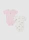 Multicolour baby girl's bodysuit twin pack in pure cotton with prints_0