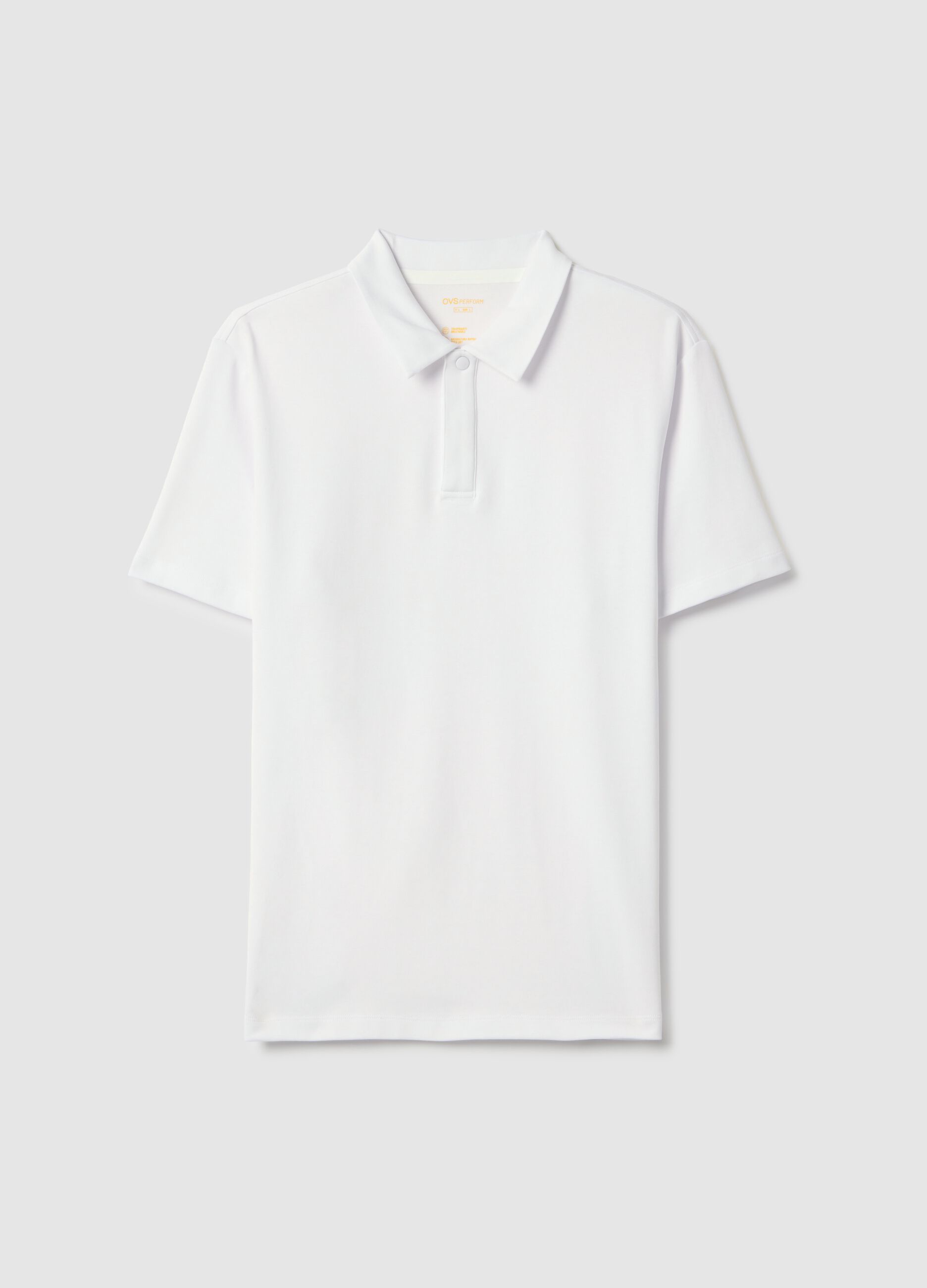 White short-sleeve mixed cotton polo, regular fit