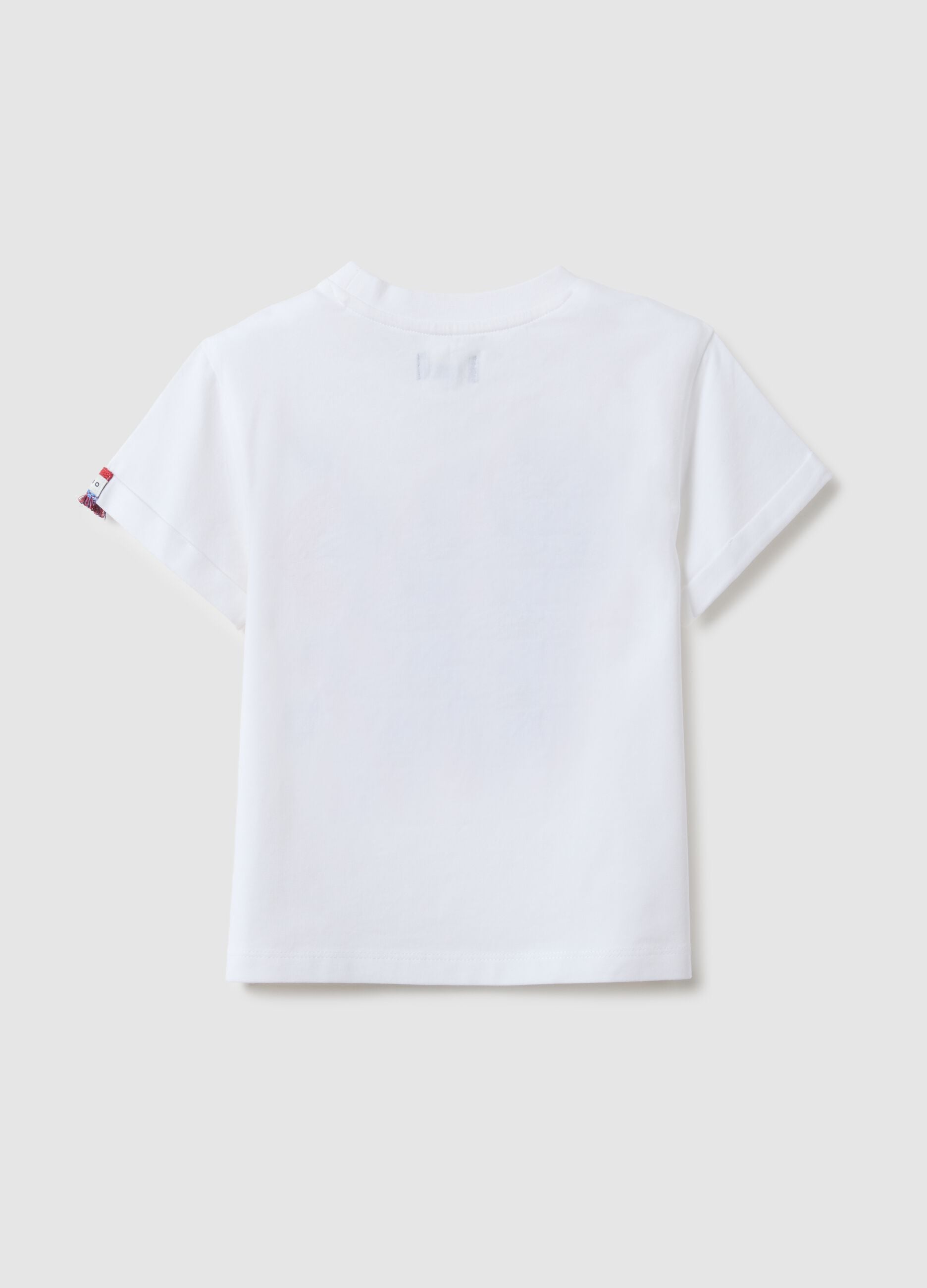 Girls' White Regular Fit Stretch Cotton T-shirt with Print